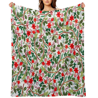 Christmas Floral Pattern Throw Blanket