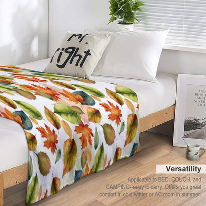 Watercolor Pattern, Autumn Leaves,Nature Inspired Throw Blanket