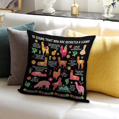 12 Signs That You Are Secretly A Llama Gifts For Llama Lovers Soft Shrink-Resistant Throw Pillow