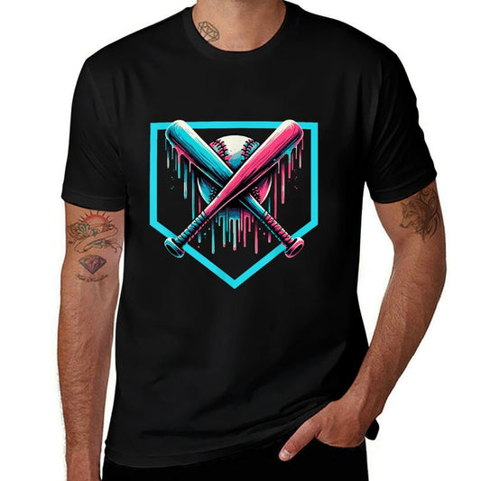 Drip Boys Baseball Bat And  Heathered Texture T-Shirt