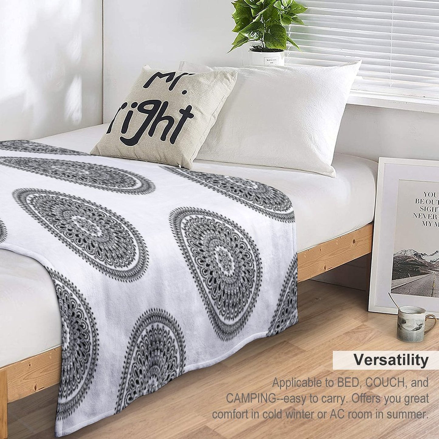 Mandala Black And White by Hayley Lauren Design Throw Blanket