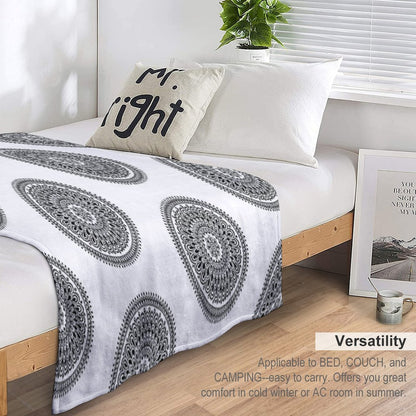 Mandala Black And White by Hayley Lauren Design Throw Blanket