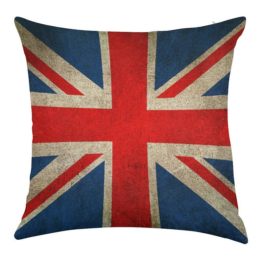 Old And Worn Distressed Vintage Union Jack Flag Linen Throw Pillow Cover