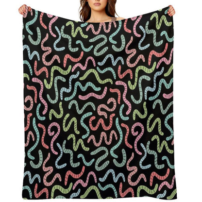 Cute Compost Earthworms. Funny Worms. Throw Blanket