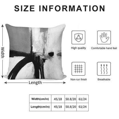 Black White Grey Abstract Soft Easy Maintenance Throw Pillow