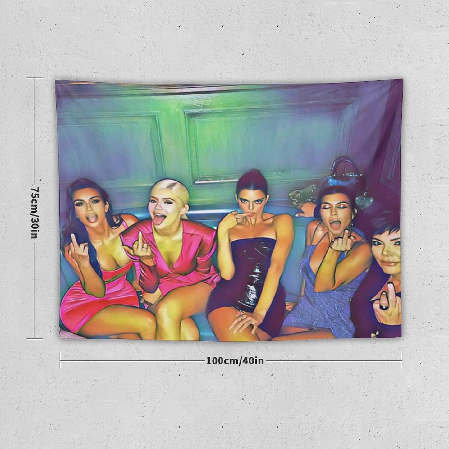 Kardashian Family Middle Finger Enhanced Image Tapestry