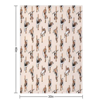 Beagle Pole Dancing Club Throw Blanket