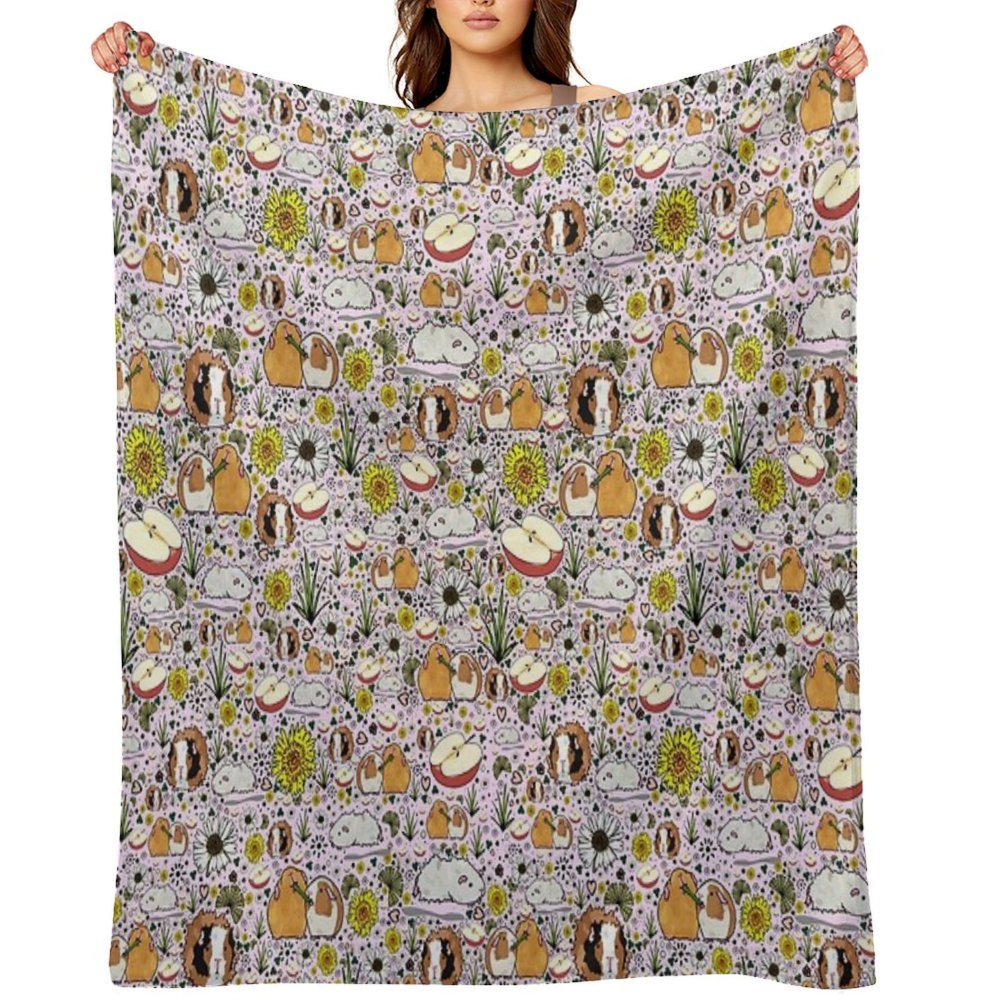 Guinea Pigs in Pink Throw Blanket