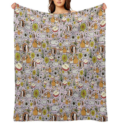 Guinea Pigs in Pink Throw Blanket