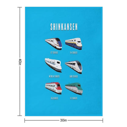Japanese Shinkansen Bullet Trains Throw Blanket