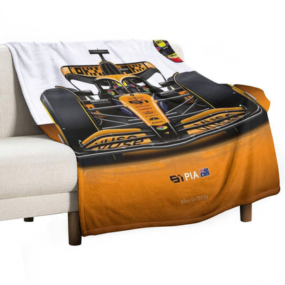 Oscar Piastri 2024 Formula 1 McLaren Racing Car Throw Blanket