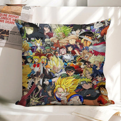All Anime Characters Linen Throw Pillow Cover