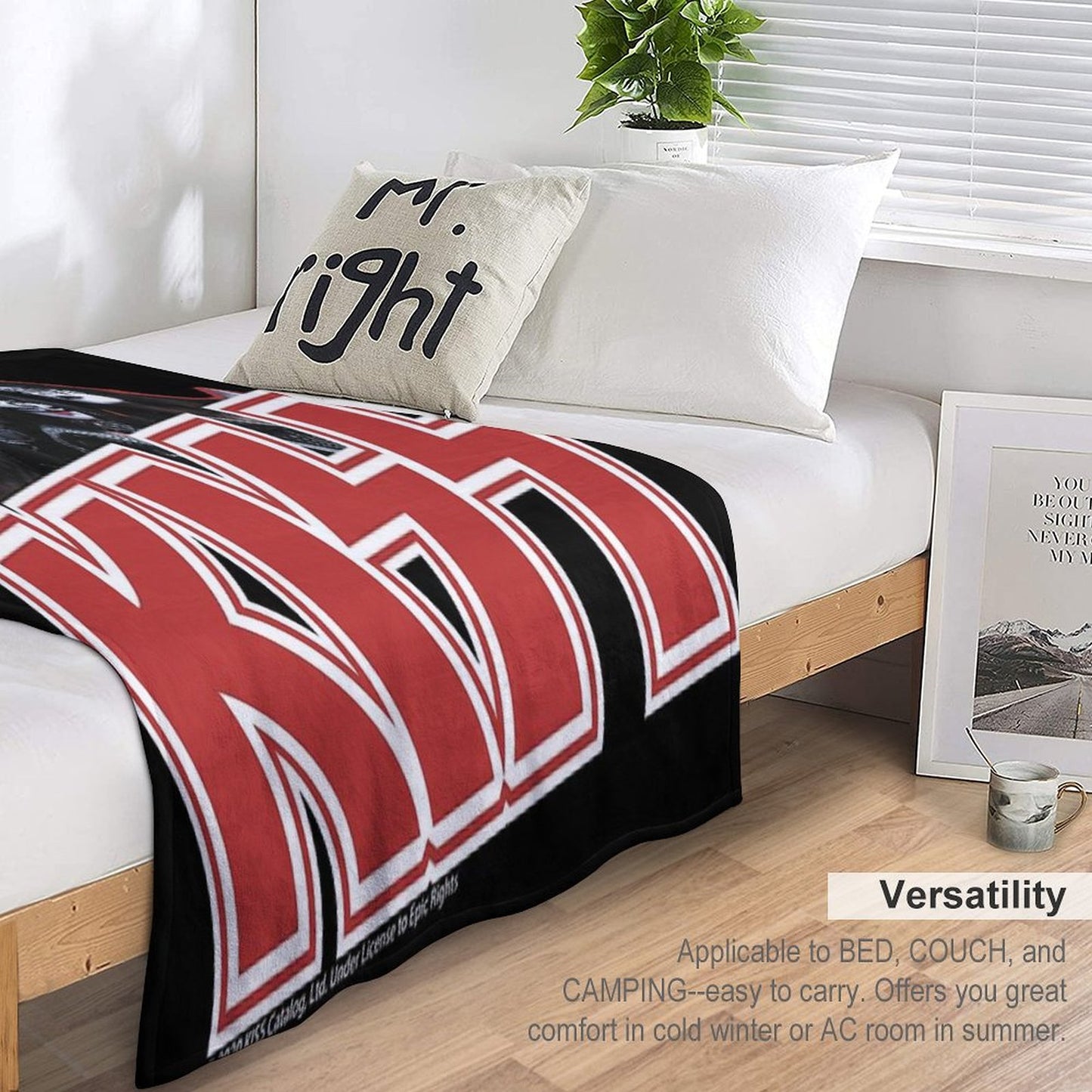 KISS Demon, Starchild, Spaceman And Catman Throw Blanket