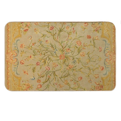 Floral Savonnerie 19th Century Authentic Colorful Picture of A Rose Tulip And Greenery Rug Bath Mat