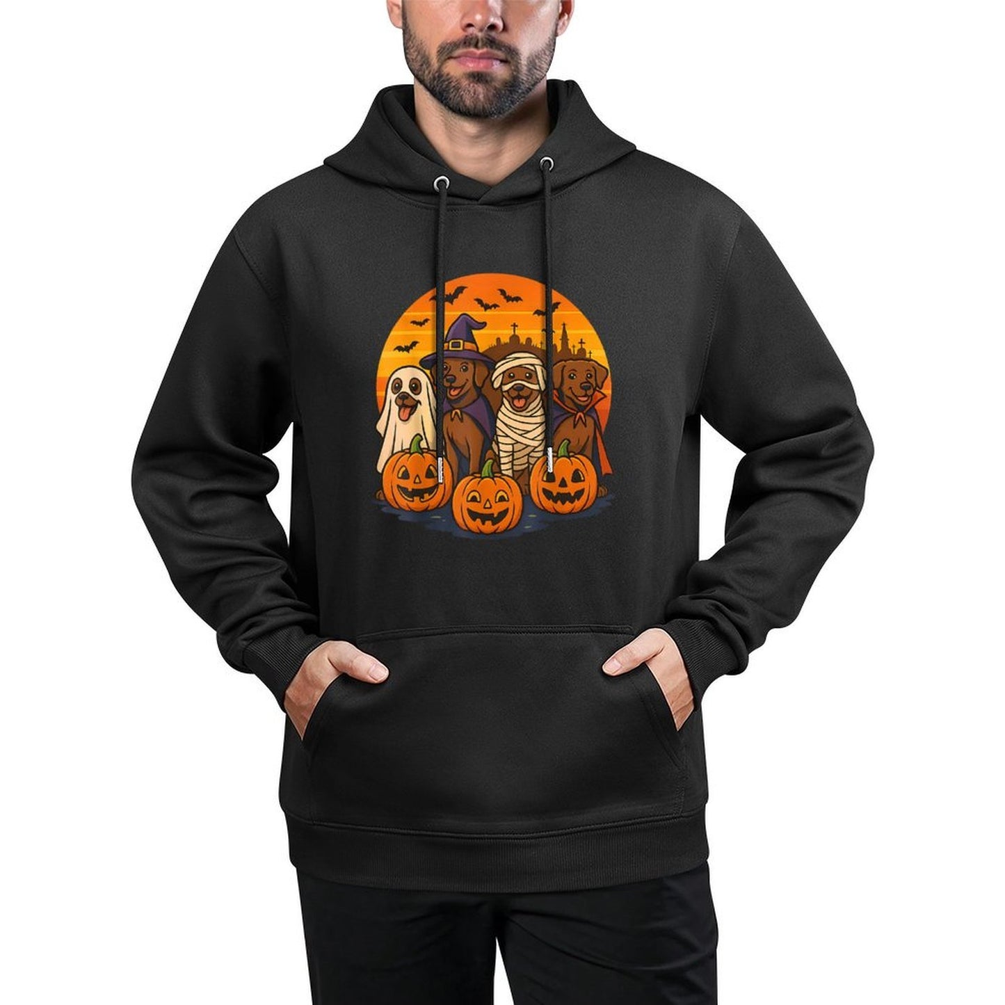 Halloween Brown Labrador Ghost Spooky Chocolate Lab Dog Mama Colorfast Hoodie