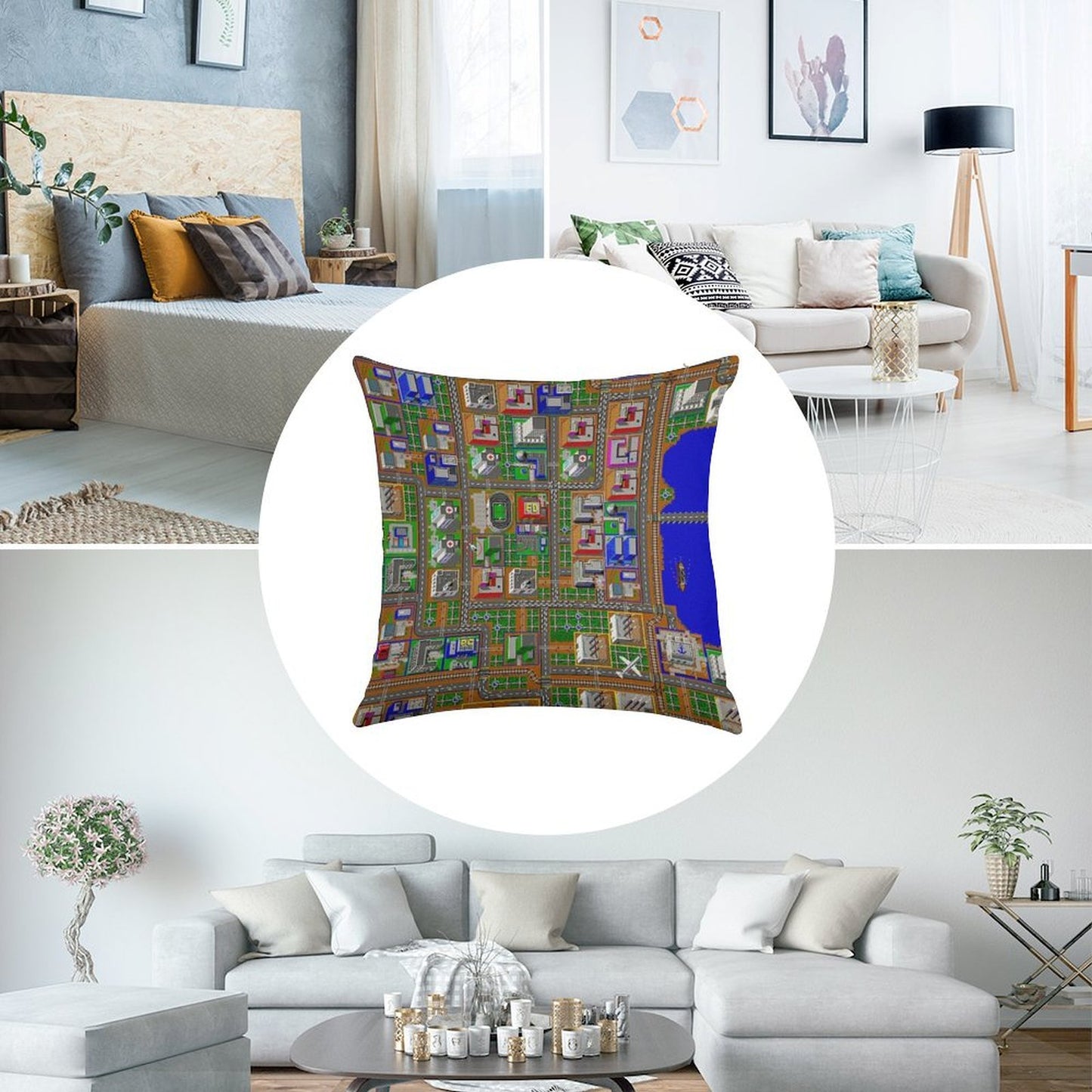SimCity 1 No Logo Sim City Zoom - HD Linen Throw Pillow Cover