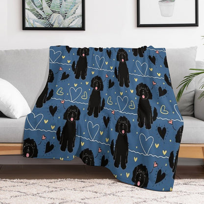 LOVE Black Goldendoodle Dog Throw Blanket