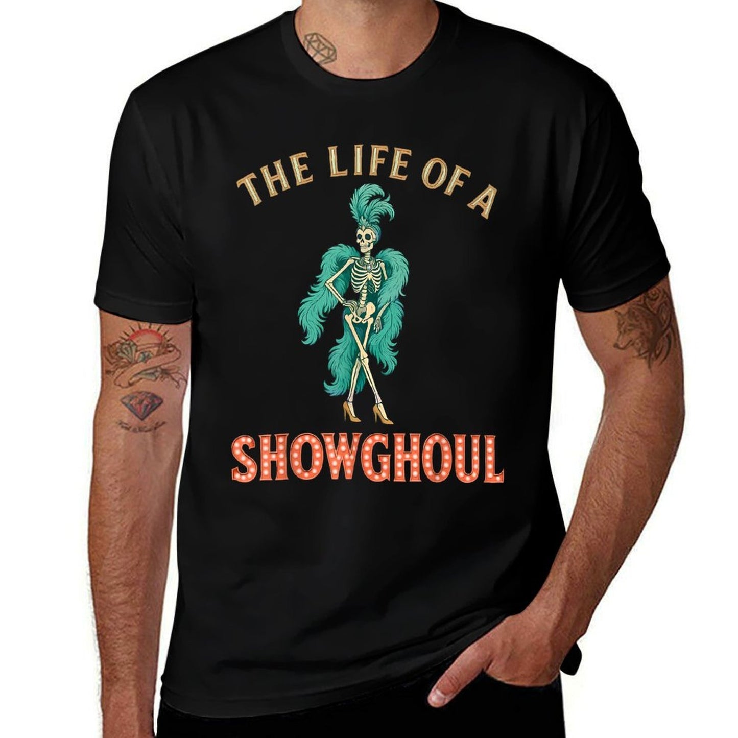 The Life of A Showghoul Retro Halloween Show Skeleton Girl  Vintage-inspired T-Shirt