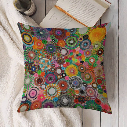 Childhood Dreams, A Colourful Spirograph Drawing! Linen Throw Pillow Cover
