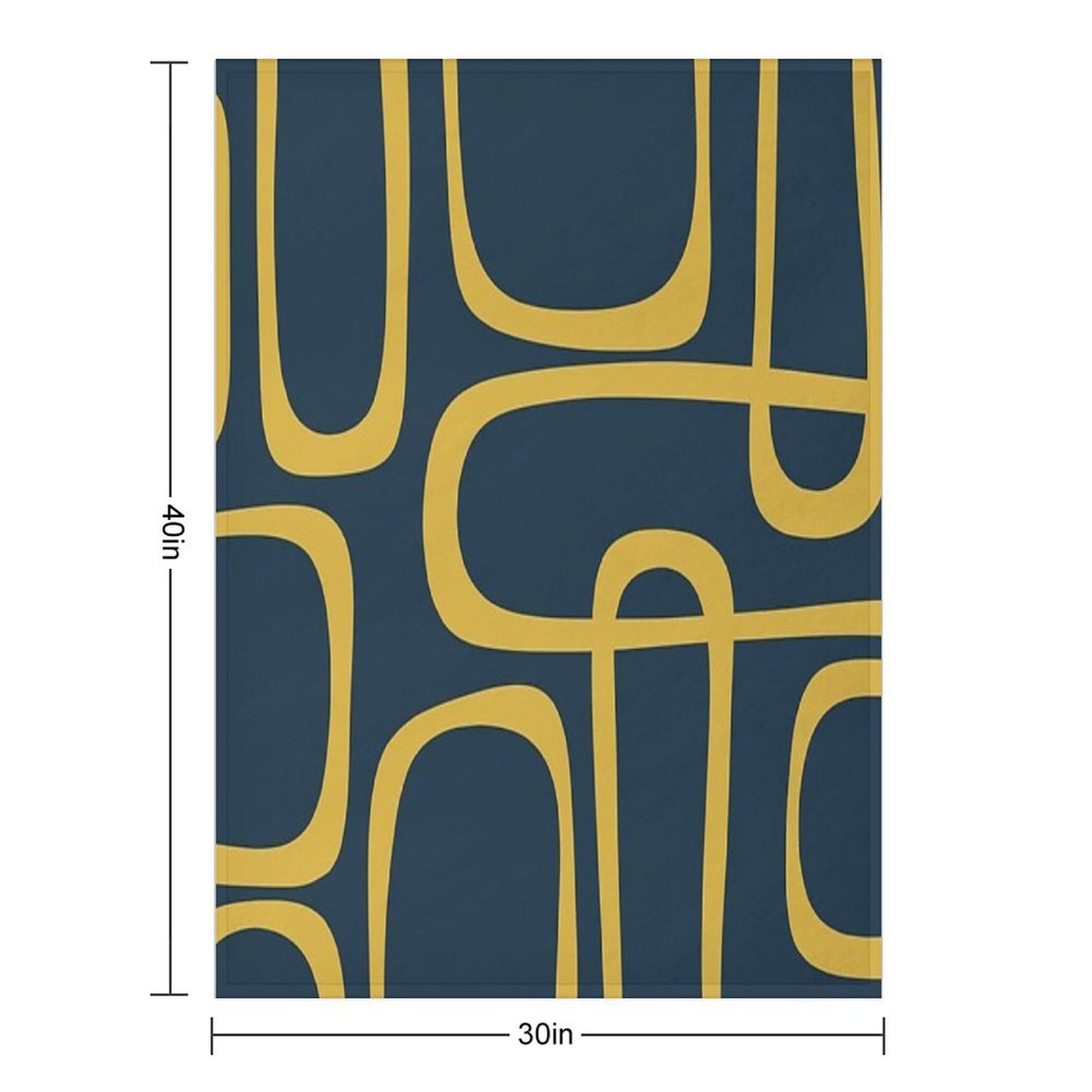 Midcentury Modern Loops Retro Pattern in Light Mustard And Navy Blue Throw Blanket