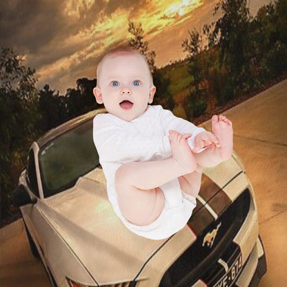 A Ford Mustang Sunset Throw Blanket