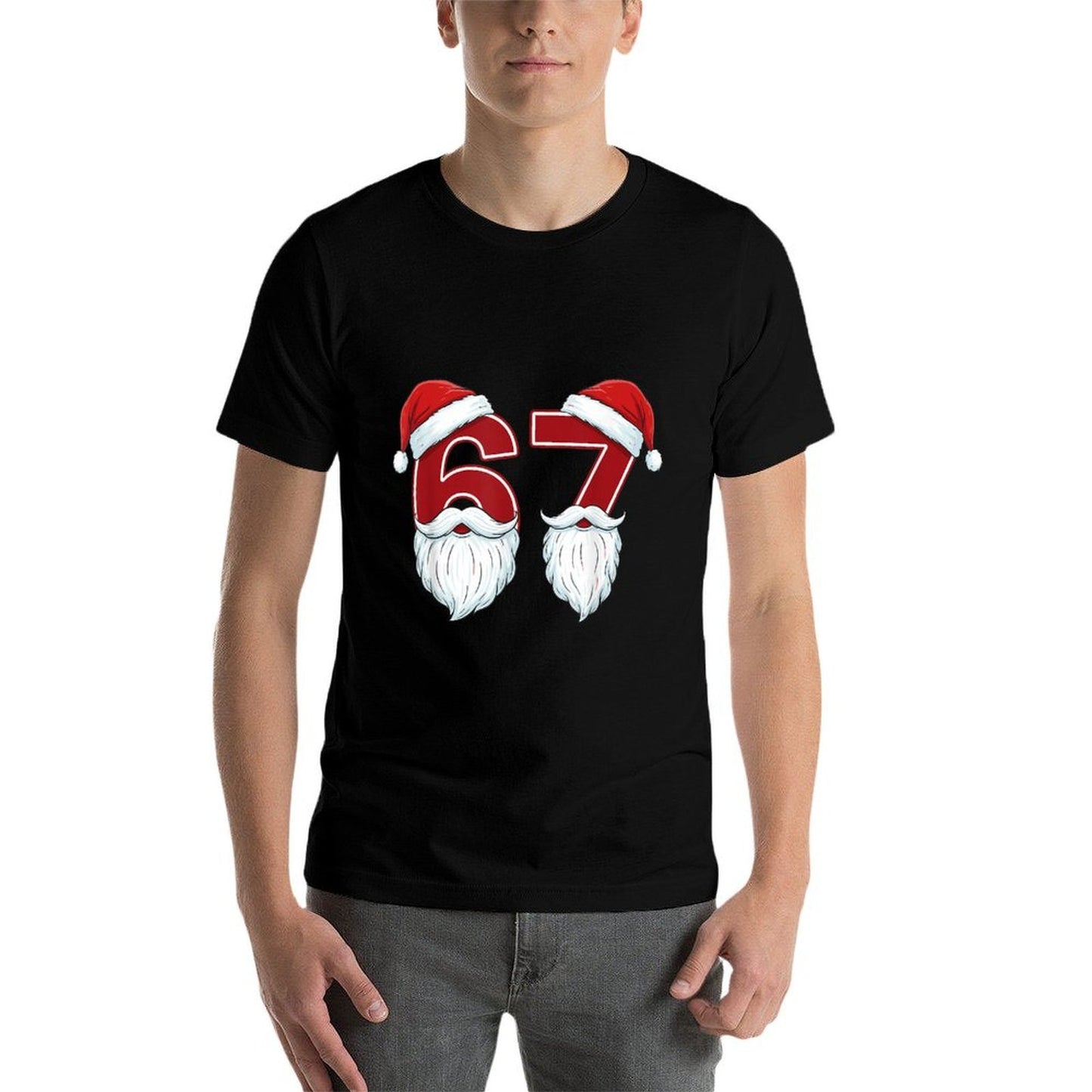 Funny Six Seven 67 Meme Santa Christmas Holiday Party Xmas  Oversized Silhouette T-Shirt