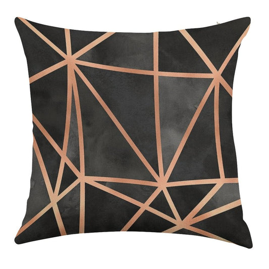 Black And Copper Geo Linen Throw Pillow Cover