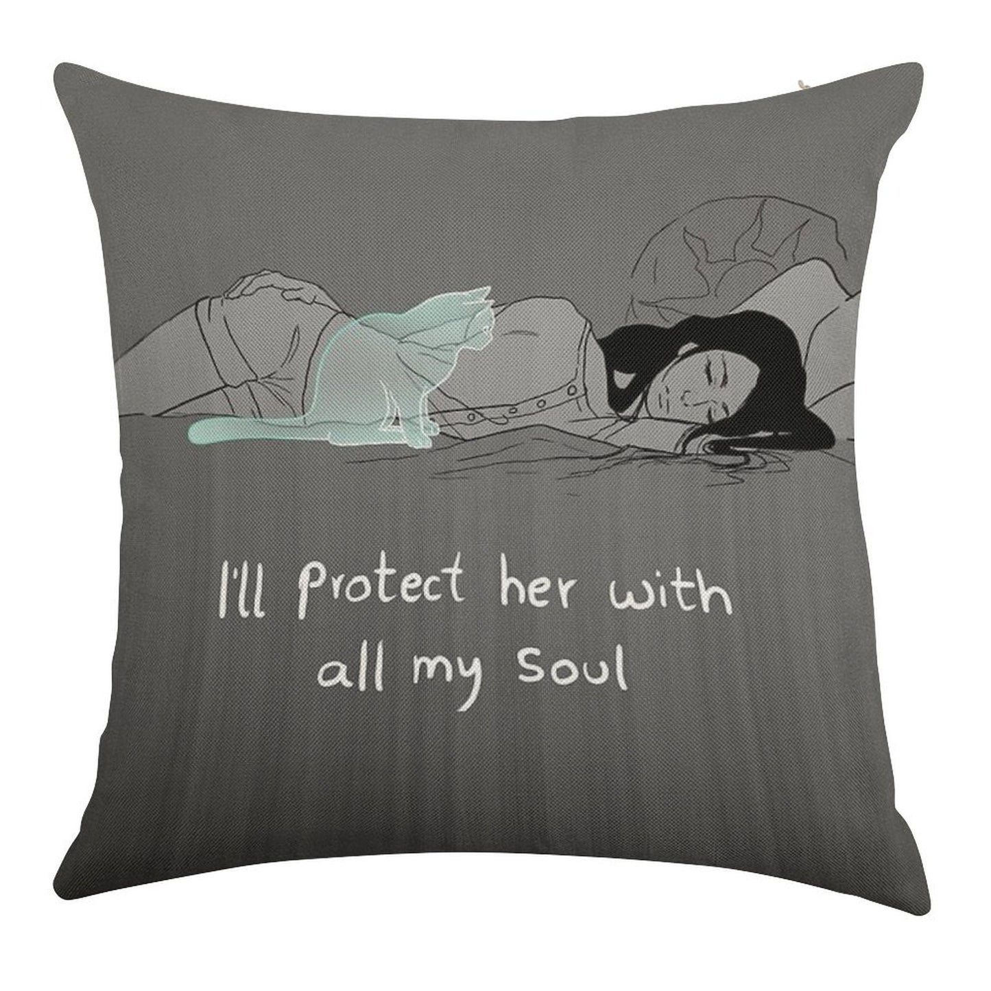 Guardian Soul Linen Throw Pillow Cover