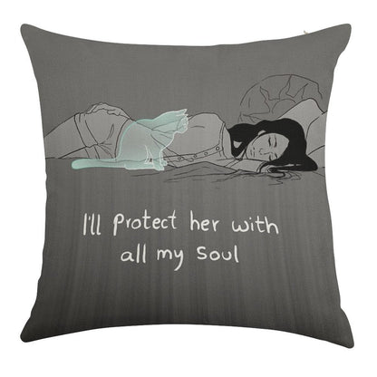 Guardian Soul Linen Throw Pillow Cover