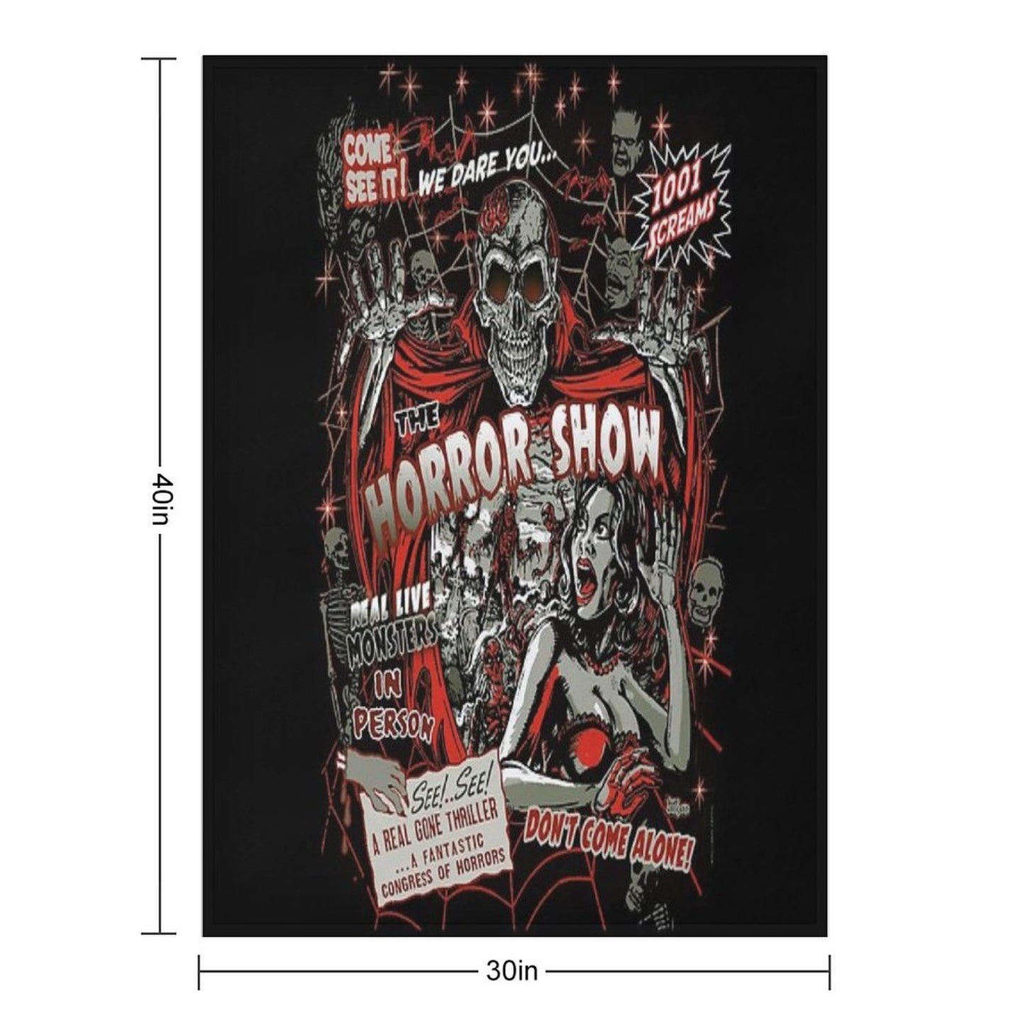 Spook Show Horror Movie Monsters Throw Blanket