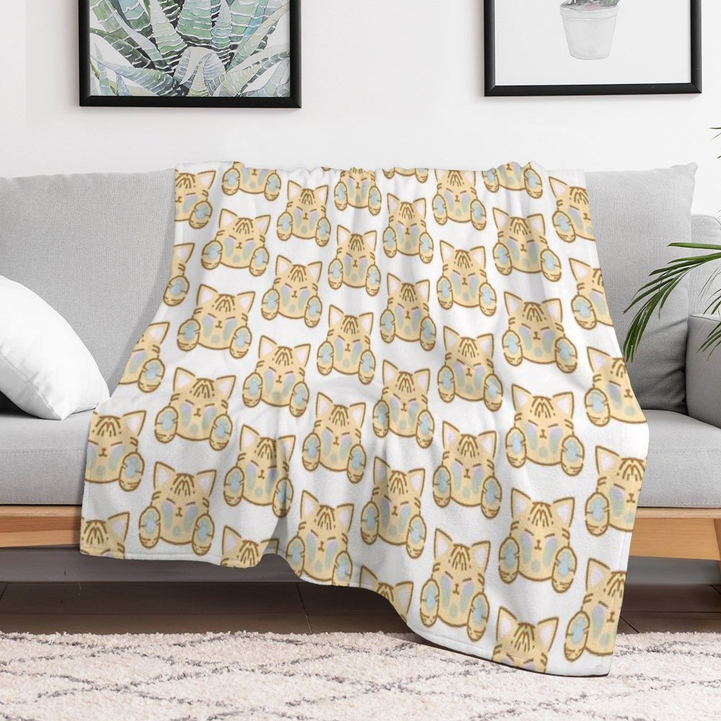 Cute Kitties Cat Sticker Throw Blanket