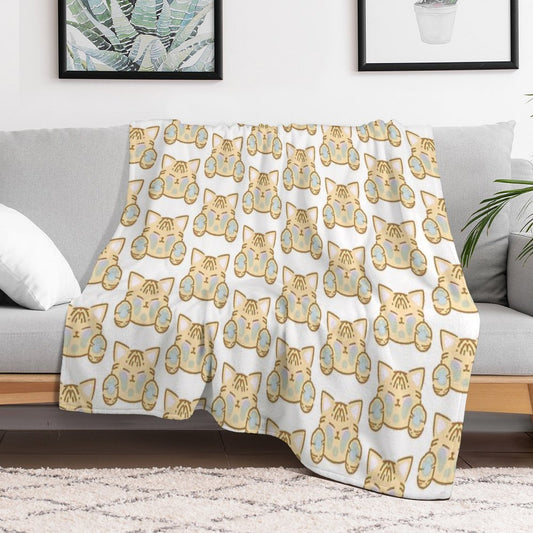 Cute Kitties Cat Sticker Throw Blanket
