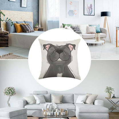 Smiling Blue Staffy Dog (stafford) Staffy Love Linen Throw Pillow Cover