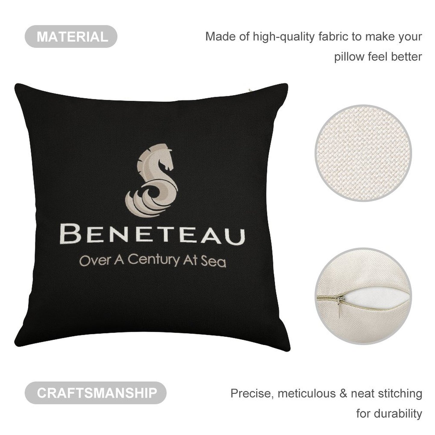 Beneteau Sailboat Sailing Yacht POCKET SIDE Linen Throw Pillow Cover