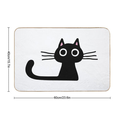 Cutie Kitty Cat Wide Eyed Black Kitten Bath Mat