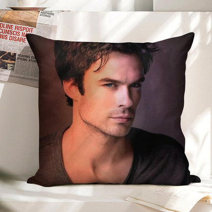 Ian Somerhalder Linen Throw Pillow Cover
