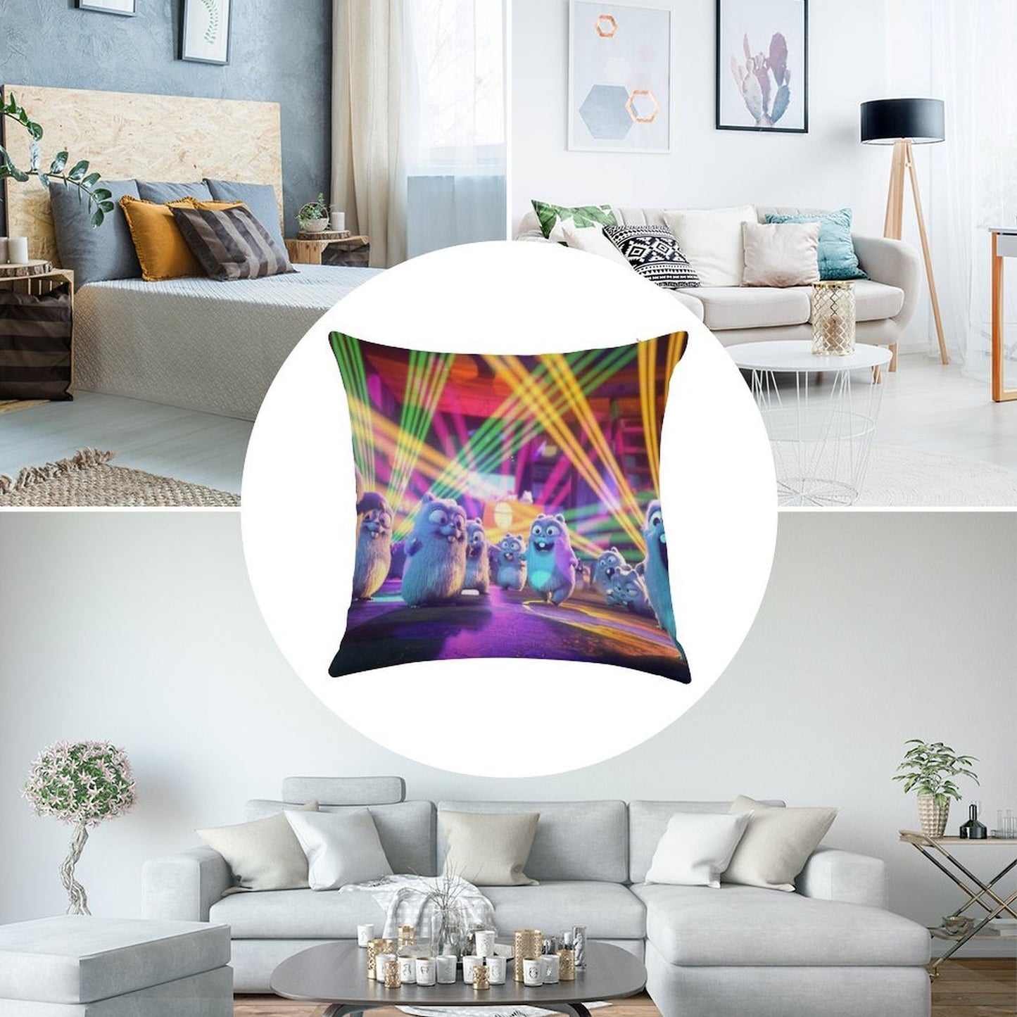 Lemmings Party Linen Throw Pillow Cover