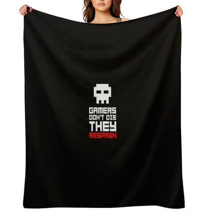 Pixel Skull Gamers Don't Die Throw Blanket