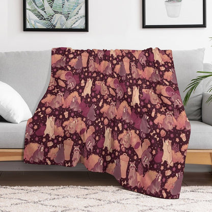 Raccoons Nighttime Pillage Throw Blanket