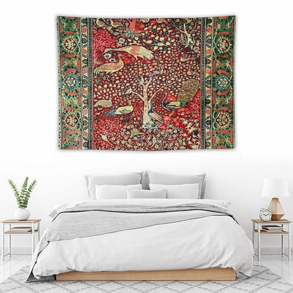 Antique Persian Rug Bird Tree Flowers Ca. 1600 Print Tapestry