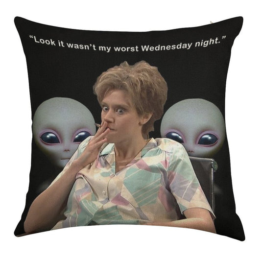 Kate Mckinnon Aliens Linen Throw Pillow Cover