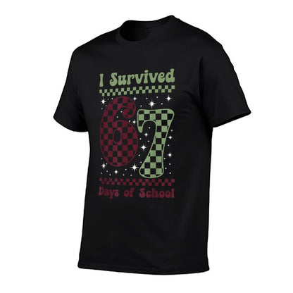 I Survived 67 Days of School Funny Six Seven Teacher Student  Graphic-printed T-Shirt