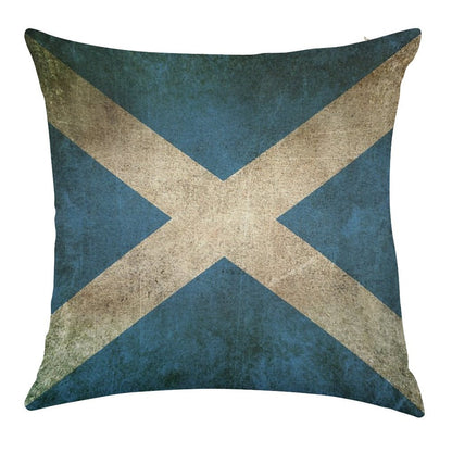 Old And Worn Distressed Vintage Flag of Scotland Linen Throw Pillow Cover