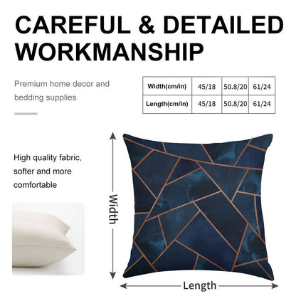 Navy & Copper Geo Linen Throw Pillow Cover
