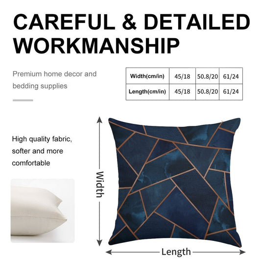 Navy & Copper Geo Linen Throw Pillow Cover