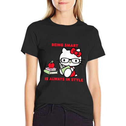 Hello Kitty Being Smart Is Always In Style Books Student  Polyester Blend T-Shirt