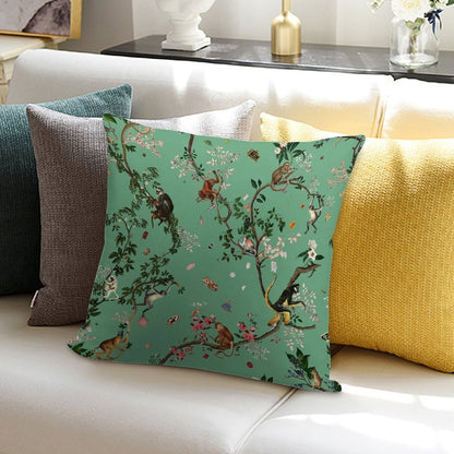 Monkey World Green Soft Warmth Comfort Throw Pillow