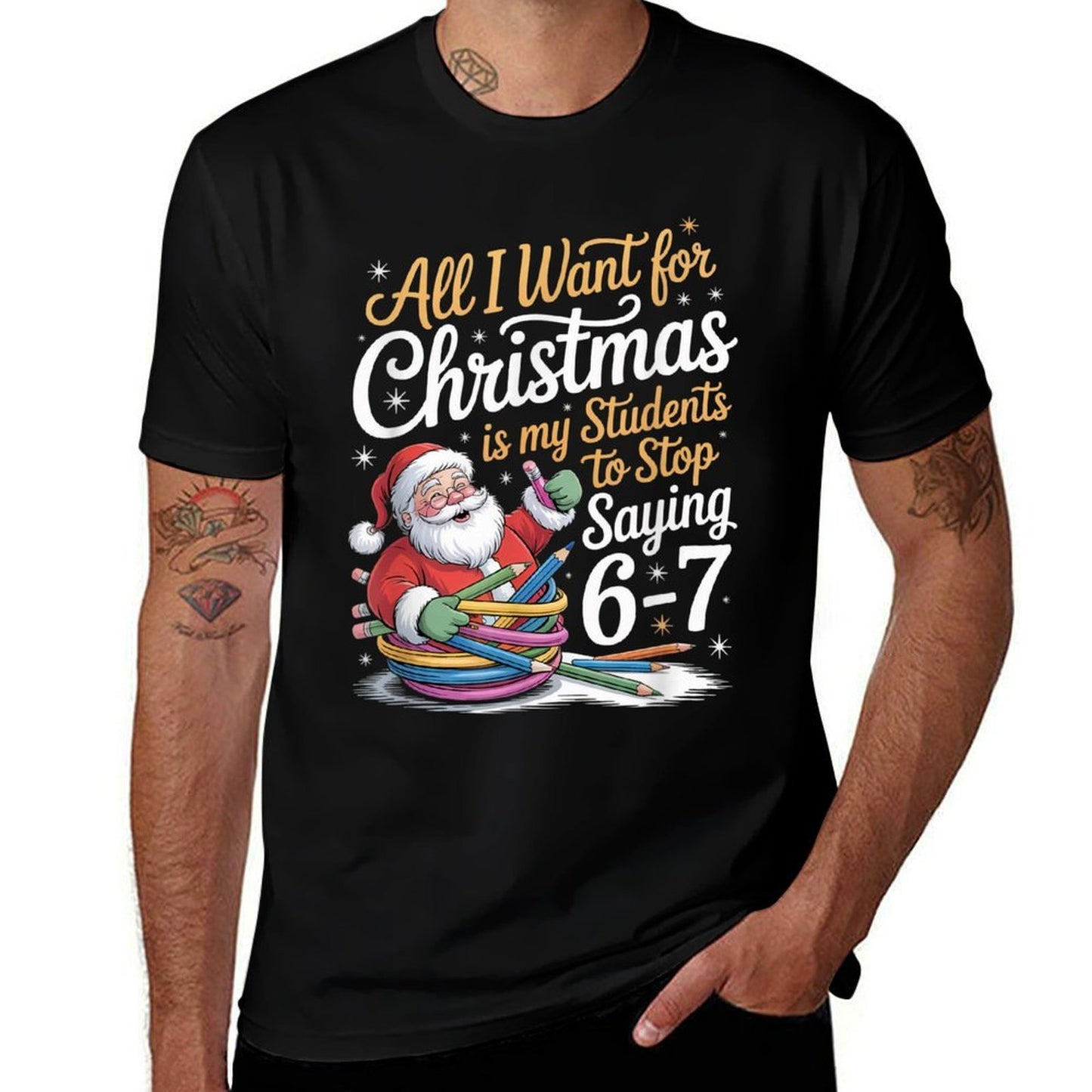 Students Saying 6-7 67 Six Seven Funny Teacher Christmas  Eco-friendly Material T-Shirt