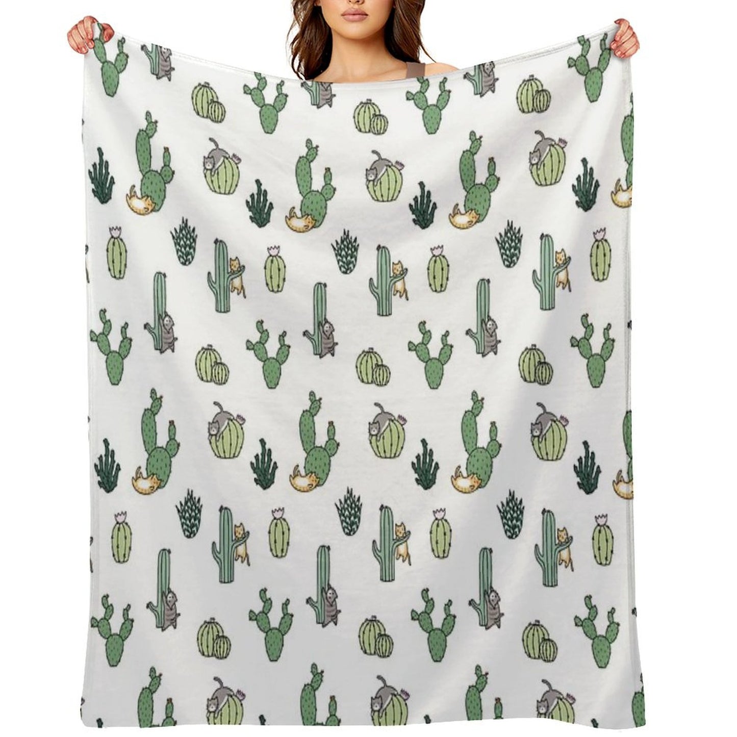Cacti Cats Throw Blanket