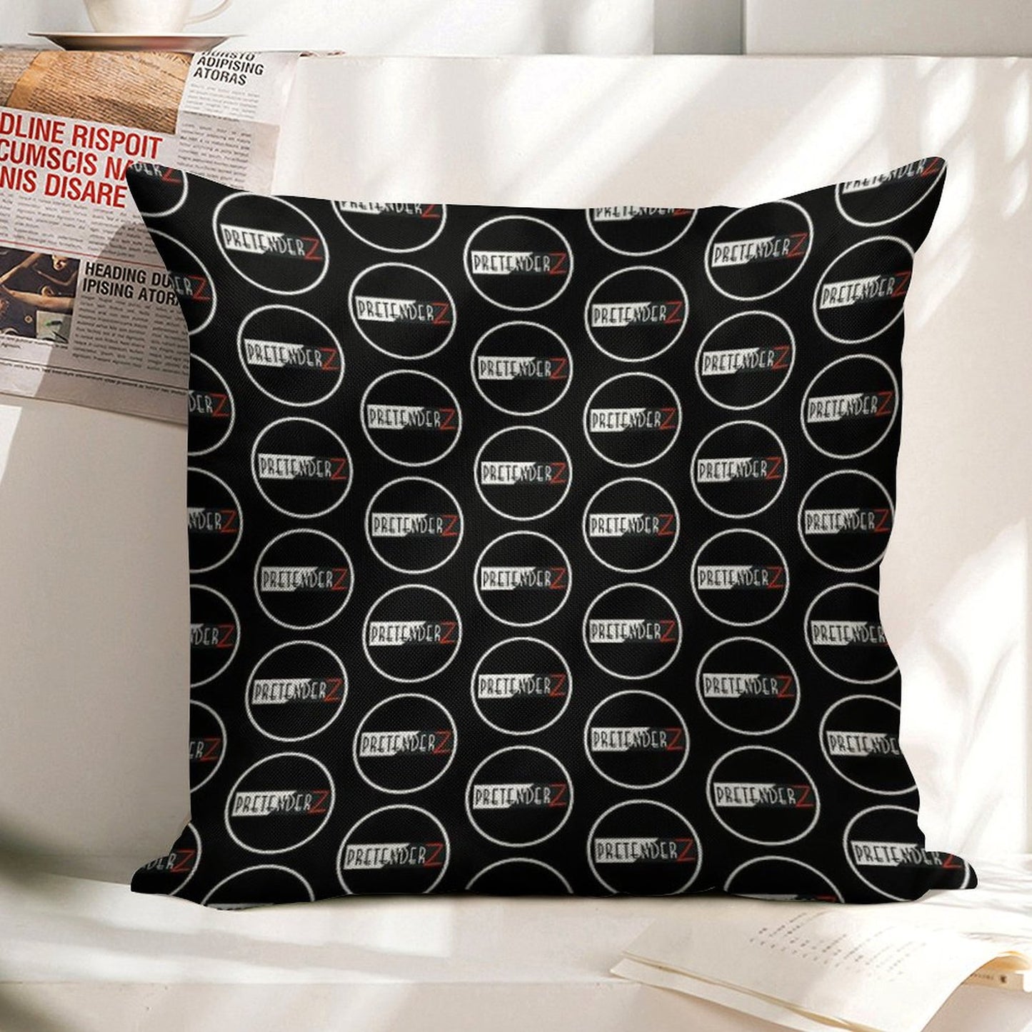 The Pretenderz - White Circle Linen Throw Pillow Cover
